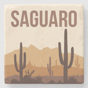 Saguaro National Park Minimal Travel Art Stenen Onderzetter