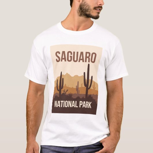 Saguaro National Park Minimal Travel Art T-shirt (Voorkant)