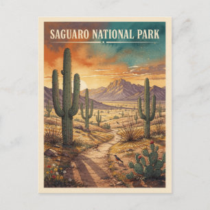 Saguaro National Park Reisposter uit het verleden Briefkaart