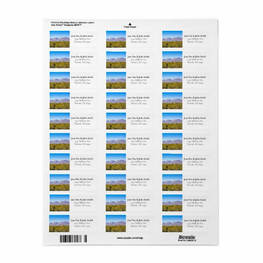 Saguaro National Park Return Address Labels (Full Sheet)