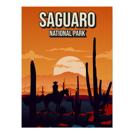 Saguaro National Park Sunset Nature Landscape Trav Perfect Poster (Voorkant)