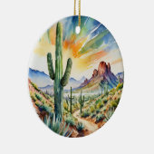 Saguaro National Park, Texas Zuidwest-Waterverf Keramisch Ornament (Rechts)