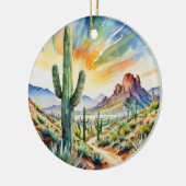 Saguaro National Park, Texas Zuidwest-Waterverf Keramisch Ornament (Links)