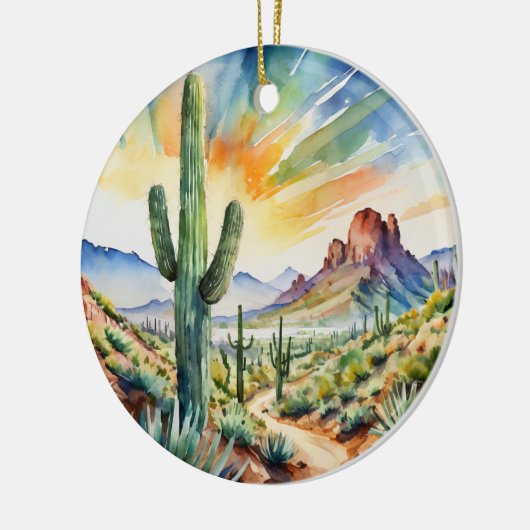 Saguaro National Park, Texas Zuidwest-Waterverf Keramisch Ornament (Links)