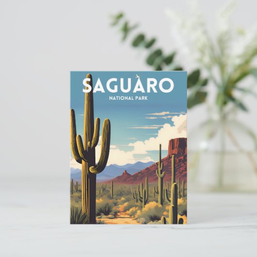 Saguaro National Park - Traditionele reisposter Briefkaart (Staand voorkant)