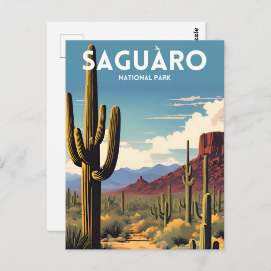 Saguaro National Park - Traditionele reisposter Briefkaart (Voorkant / Achterkant)