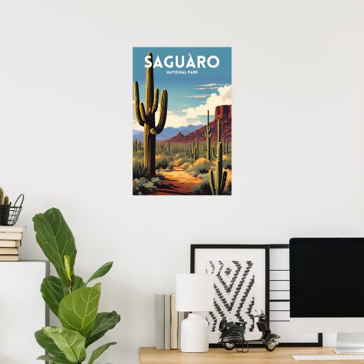 Saguaro National Park - Traditionele reisposter Poster (Thuiskantoor)