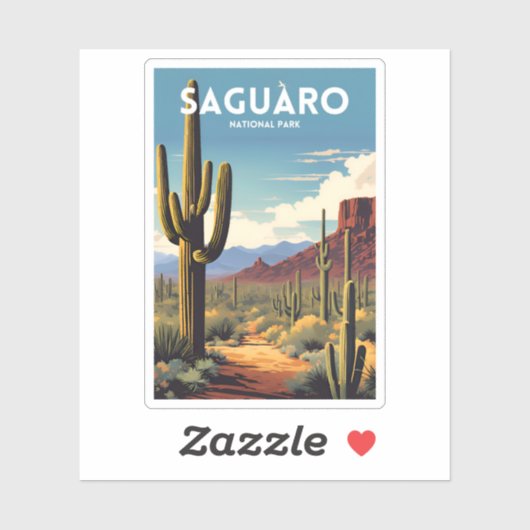 Saguaro National Park - Traditionele reisposter Sticker (Vel)