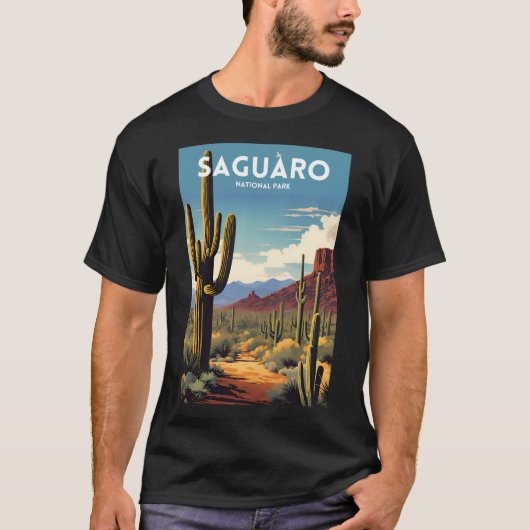 Saguaro National Park - Traditionele reisposter T-shirt (Voorkant)