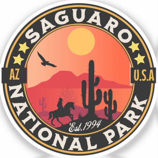 Saguaro National Park Vinateg Desert Landscape Sticker (Voorkant)