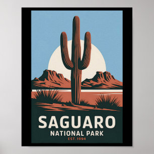 Saguaro National Park Vintage Kamperen Wandelen He Poster