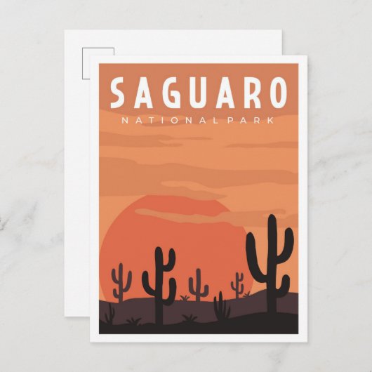 Saguaro National Park Vintage Travel Illustration Briefkaart (Voorkant / Achterkant)