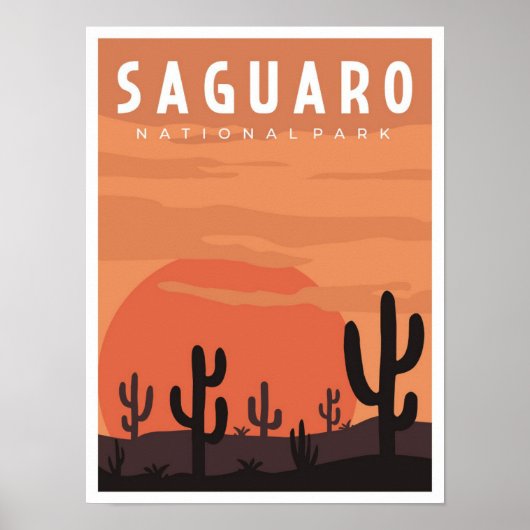 Saguaro National Park Vintage Travel Illustration Poster (Voorkant)