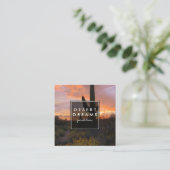 Saguaro Sunset Desert Garden Fototoerisme Vierkante Visitekaartje (Staand voorkant)