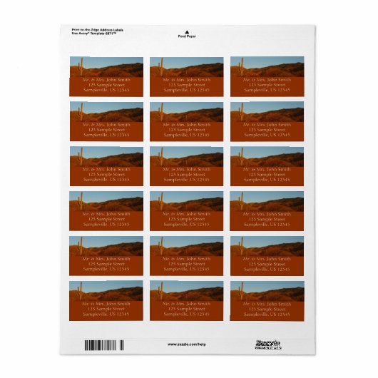 Saguaro Sunset I Arizona Etiket (Full Sheet)