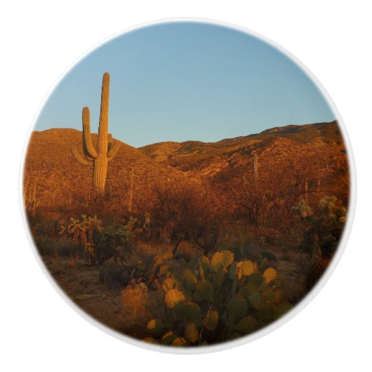 Saguaro Sunset I Arizona Keramische Knop (Voorkant)