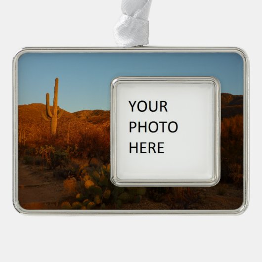 Saguaro Sunset I Arizona Verzilverd Omlijst Ornament (Voorkant)