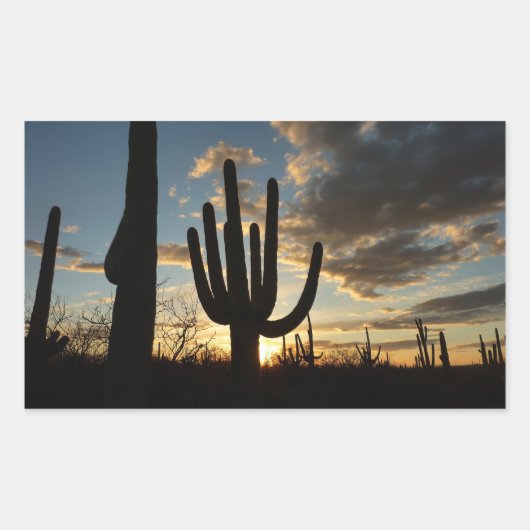 Saguaro Sunset II Arizona Rechthoekige Sticker (Voorkant)
