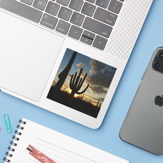 Saguaro Sunset II Arizona Sticker (Laptop met iPhone)