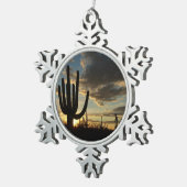 Saguaro Sunset II Arizona Tin Sneeuwvlok Ornament (Rechts)
