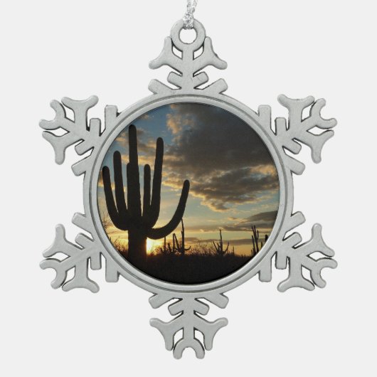 Saguaro Sunset II Arizona Tin Sneeuwvlok Ornament (Voorkant)