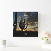 Saguaro Sunset II Arizona Vierkante Klok (Huis)