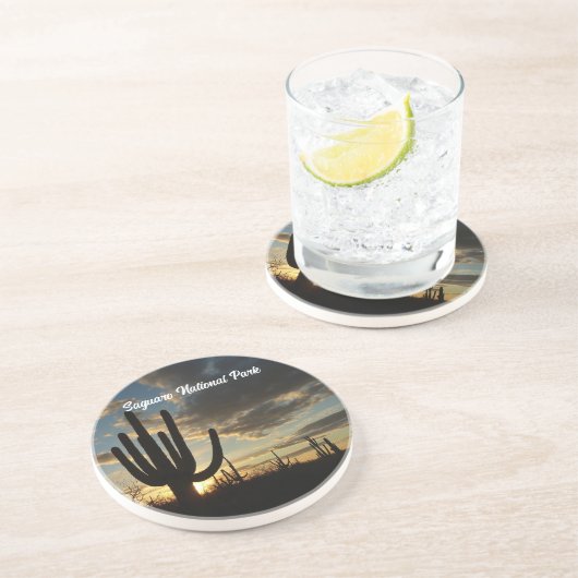 Saguaro Sunset II Arizona Zandsteen Onderzetter (Zijkant)