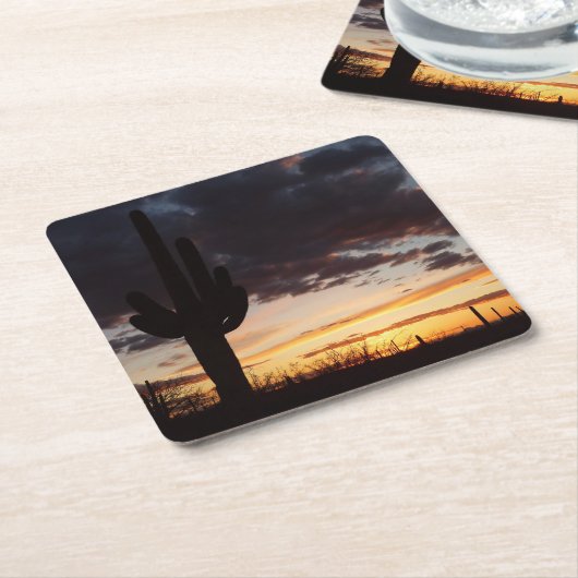 Saguaro Sunset III Arizona Kartonnen Onderzetters (Schuin)