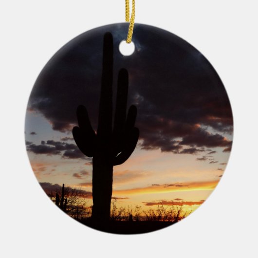 Saguaro Sunset III Arizona Keramisch Ornament (Voorkant)