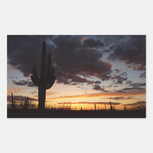 Saguaro Sunset III Arizona Rechthoekige Sticker (Voorkant)