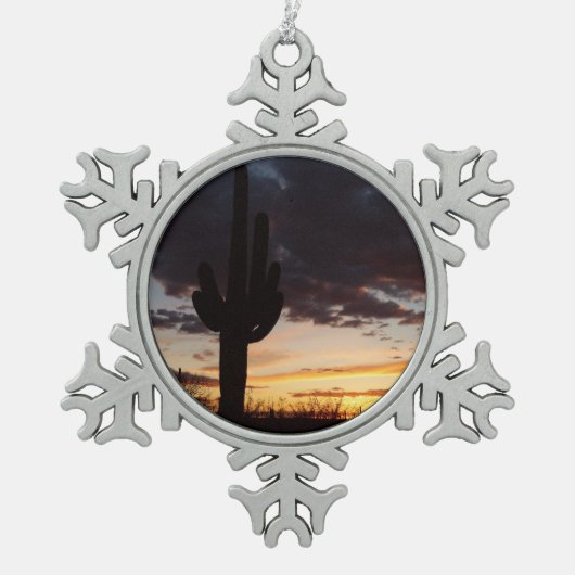 Saguaro Sunset III Arizona Tin Sneeuwvlok Ornament (Voorkant)