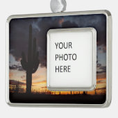 Saguaro Sunset III Arizona Verzilverd Omlijst Ornament (Links)