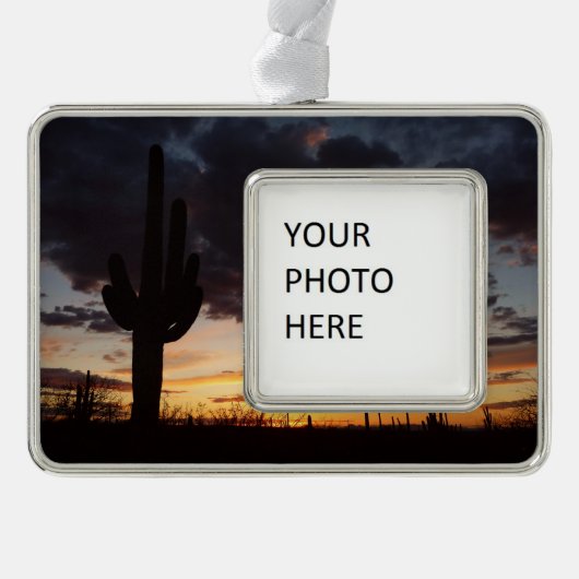 Saguaro Sunset III Arizona Verzilverd Omlijst Ornament (Voorkant)