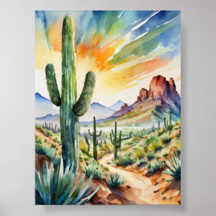 Saguaro Waterverf Kunstdruk Poster