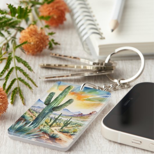 Saguaro Waterverf Sleutelhanger (Voorkant Rechts)