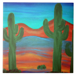 Saguaro - Zonneschilderkunst in het zuidwesten Tegeltje