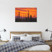 Saguaro, zonsondergang, Nationaal Park Saguaro Canvas Afdruk (Insitu (Slaapkamer))