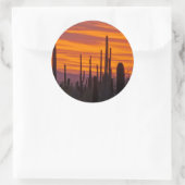 Saguaro, zonsondergang, Nationaal Park Saguaro Ronde Sticker (Tas)