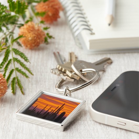 Saguaro, zonsondergang, Nationaal Park Saguaro Sleutelhanger (Zijkant)