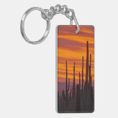 Saguaro, zonsondergang, Nationaal Park Saguaro Sleutelhanger (Voorkant Links)