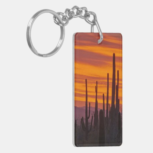 Saguaro, zonsondergang, Nationaal Park Saguaro Sleutelhanger (Voorkant Links)