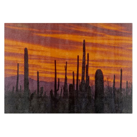 Saguaro, zonsondergang, Nationaal Park Saguaro Snijplank (Voorkant)
