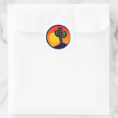 Saguaro zonsondergang ronde sticker (Tas)
