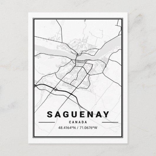 Saguenay Quebec Canada Travel City Map Briefkaart (Voorkant)