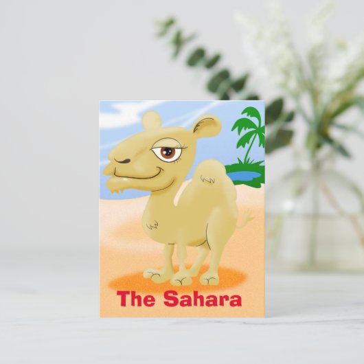 sahara Cartoon kameel Briefkaart (Staand voorkant)