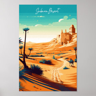 Sahara Desert Africa vintage reisillustratie Poster