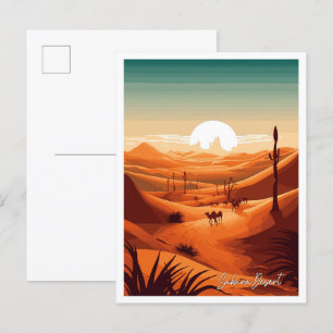 Sahara Desert Art vintage reisillustratie Briefkaart