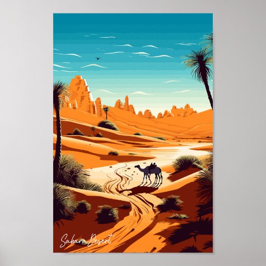 Sahara Desert Travel Art  Illustratie Poster (Voorkant)