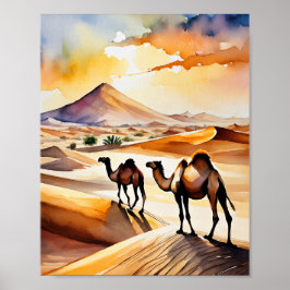 Sahara Desert Waterverf Art Print
