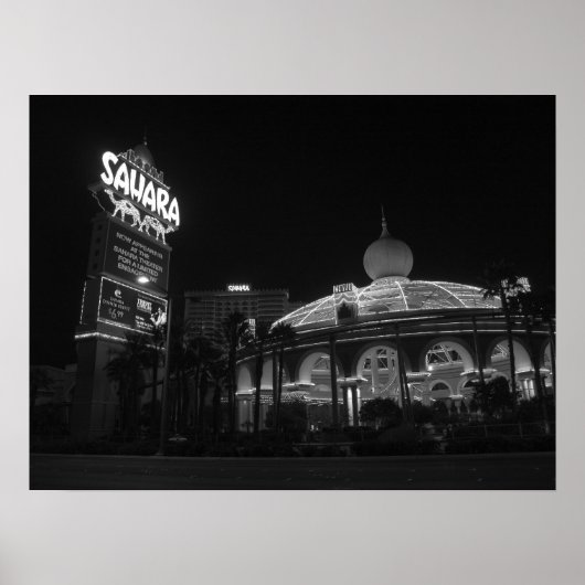 Sahara Las Vegas in zwart-wit Poster (Voorkant)